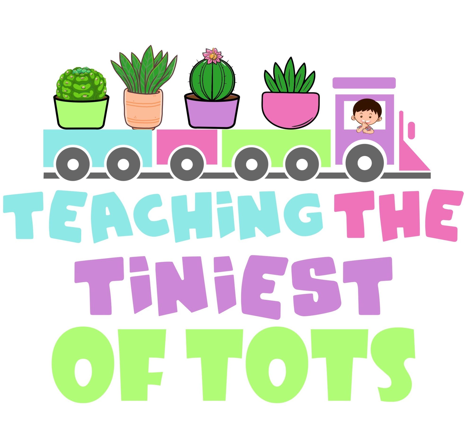 Teaching The Tiniest Of Tots Preschool Printable Resoure Logo with picture of tiny succulents