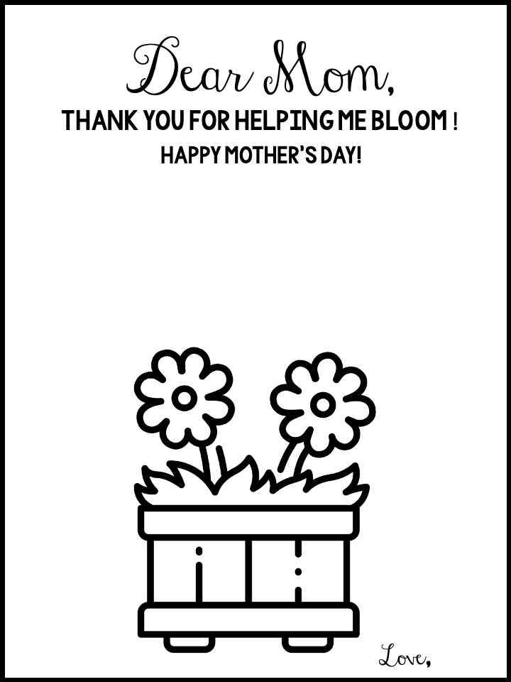 Free Mother’s Day Cards Coloring Pages for kids 