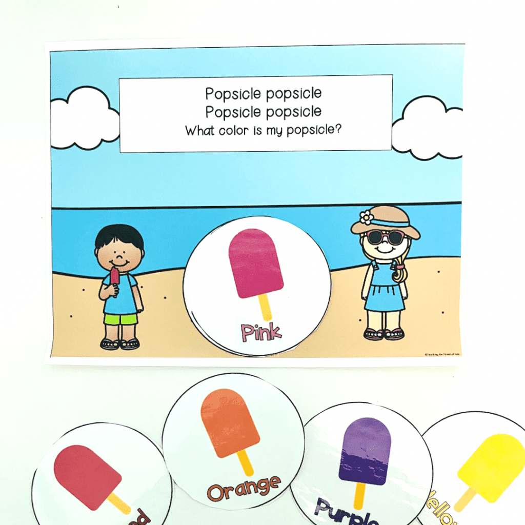 Summer circle Time props games and activities for toddler and preschool What Color is my popsicle?
