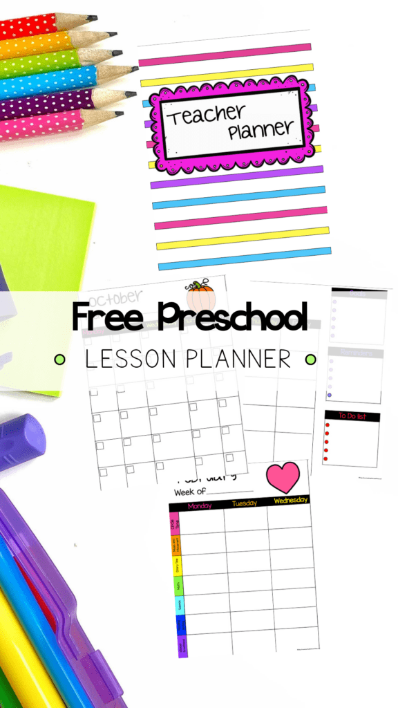Free Preschool Lesson Planner Pinterest  Pin for blog