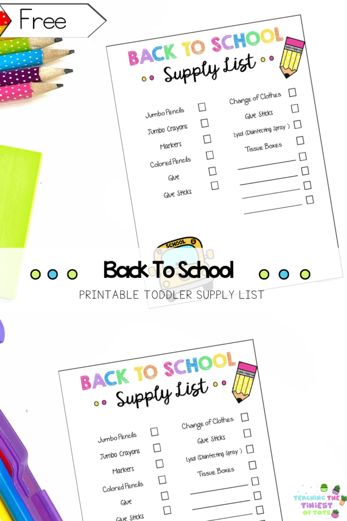 Free Back to School Toddler Supply List| Toddler Activities Preschool Activities