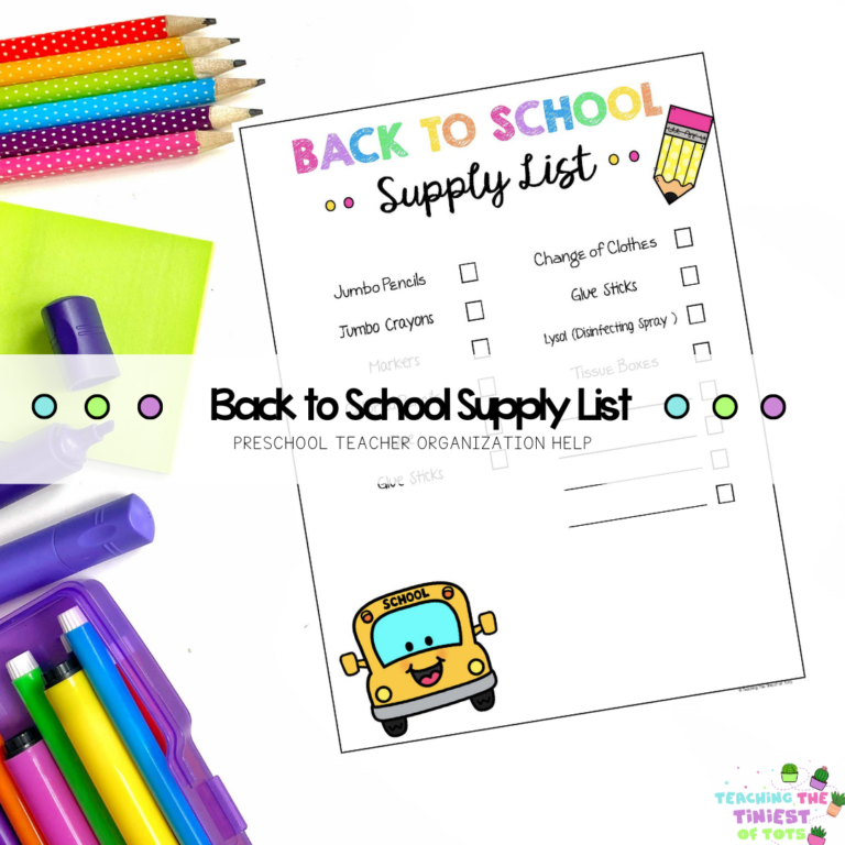 Free Back to School Supply List for Toddler